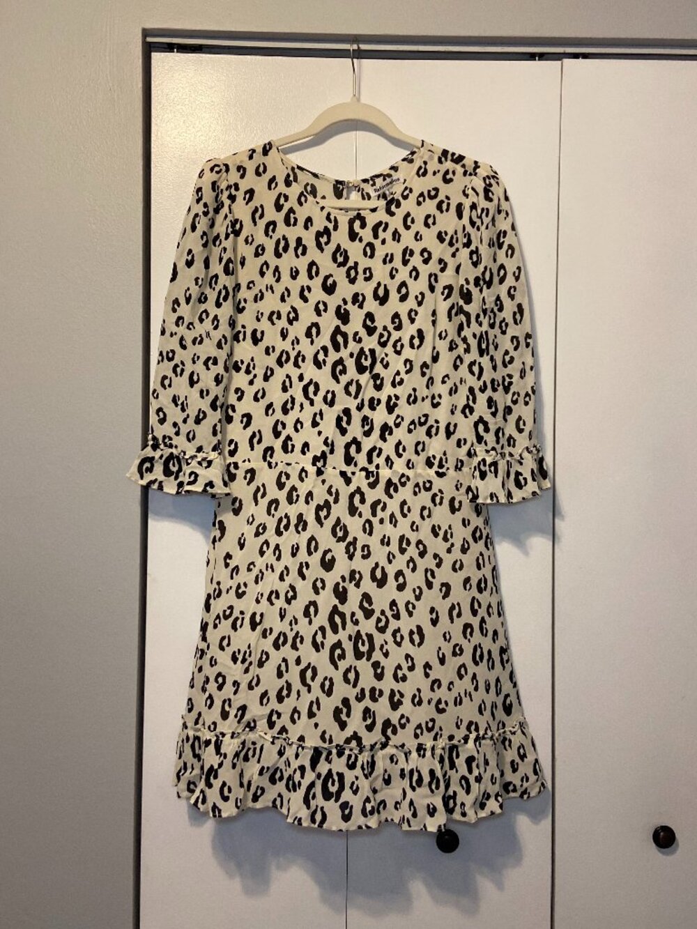Reformation Leopard Print Ruffle Mini Dress Sz 12